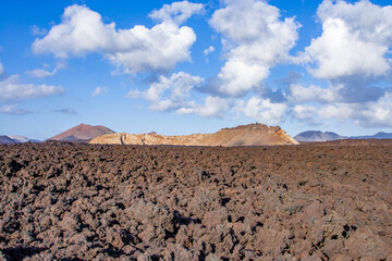 volcanic landscape at Timanfaya national park seen
