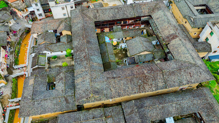 Zhongchuan Ancient Village of Yongding Tulou in Longyan City, Fujian Province in early summer