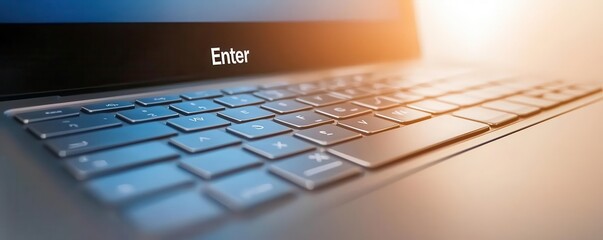 A keyboard with the "Enter" key missing, symbolizing website login issues, sleek and minimalistic design
