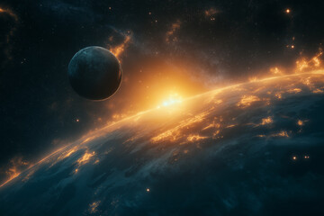 Earth with star in space. generative AI