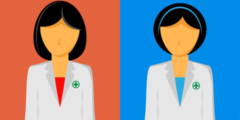 People portraits of medical staffs  isolated set, female faces avatars, flat vector illustration.