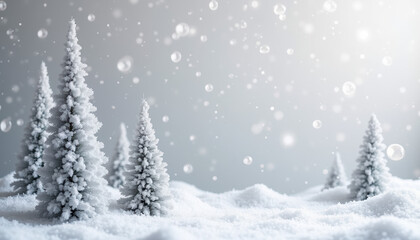 Winter landscape with snow-covered trees creating a serene and magical Christmas atmosphere.