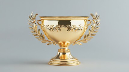 Golden Trophy With Elegant Leaf Design