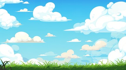 Obraz premium Blue Sky and White Clouds with Grass Background Image