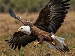 Fototapeta premium Eagle hunting a dove in flight.