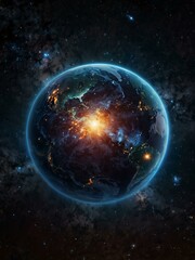 Obraz premium Earth surrounded by vibrant stars, creating a cosmic scene.
