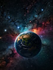 Obraz premium Earth surrounded by vibrant stars, creating a cosmic scene.