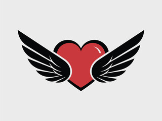 Winged Heart Valentine Illustration