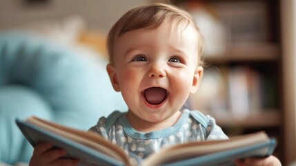 A child excitedly talks about their earliest memories while flipping through a family photo album highlighting the joy of remembering childhood moments