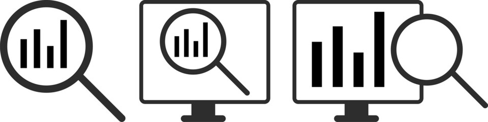 Set of Search analytics icon. concept of key performance indicator or business visualisation. analytics icon symbol
