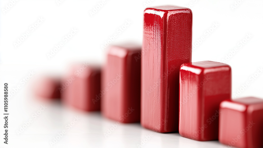 Poster dynamic bar graph with red bars rising upwards symbolizes economic growth and success. glossy finish