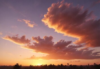 Obraz premium Dusk sky painted with warm tones of the setting sun, orange, dusk, nature