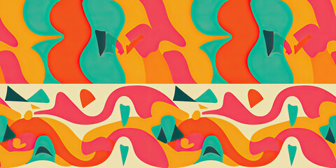 Obraz premium Playful and Vibrant Washi Paper Pattern with Waves