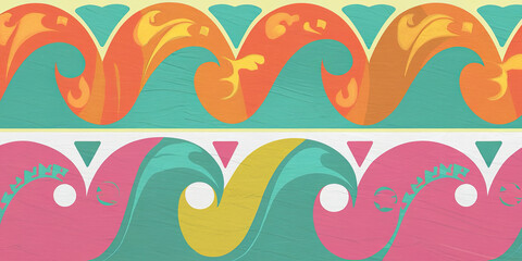 Obraz premium Playful and Vibrant Washi Paper Pattern with Waves