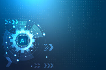 Artificial intelligence abstract background, AI chipset on circuit board. Technology concept design, Machine learning and generate by chip, Vector illustration for banner and web template.