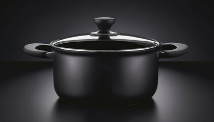 a solitary black cast iron pot with a lid