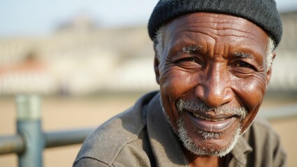 elderly man with a full white beard and a black headwear
