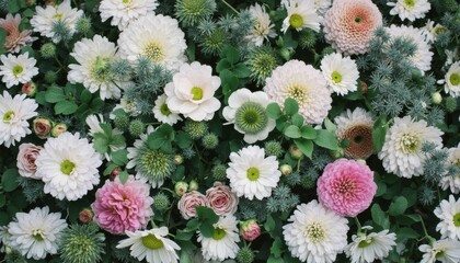variously colored and shaped flowers and buds