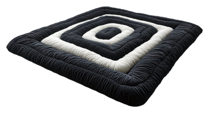 Modern Abstract Square Rug Black White Velvet Texture Home Decor