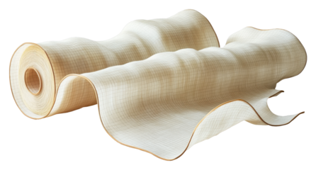 Elegant Beige Fabric Roll Grid Pattern Soft Drape Textured Surface Unrolled Cloth Luxury Textile