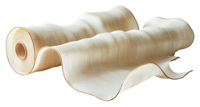 Elegant Beige Fabric Roll Grid Pattern Soft Drape Textured Surface Unrolled Cloth Luxury Textile