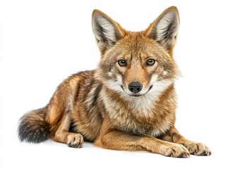 Fototapeta premium Asian Golden Jackal on White Background