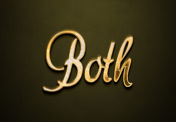 Old gold text effect of word Both with 3D glossy style Mockup.