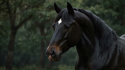 Obraz premium Elegant black horse portrait.