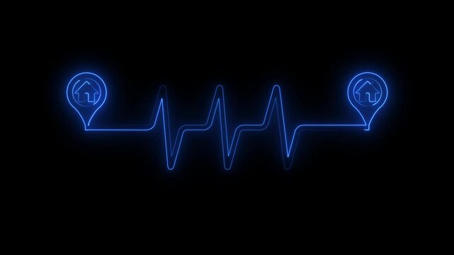 Continuous one line drawing of path with map location pointers. Single line drawing route or way with map pin or navigation pointer that mark echolocation
