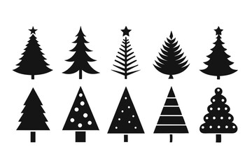 Pine icon set. Fir tree vector set,Christmas or Pine tree silhouette set collection vector illustration.