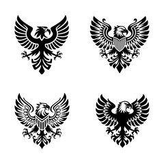 Fototapeta premium Flying Eagle Vector Silhouette On Solid Background.