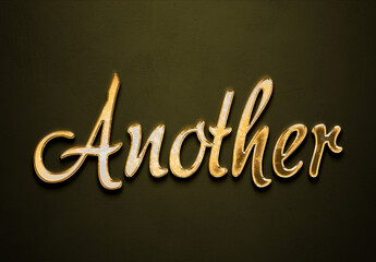 Old gold text effect of word Another with 3D glossy style Mockup.