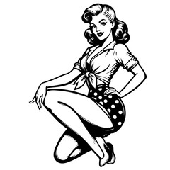 1950s inspired pin-up girl in stylish pose