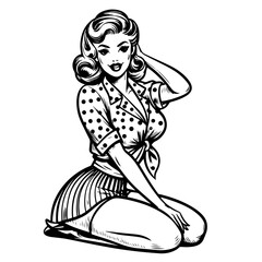1950s inspired pin-up girl in stylish pose