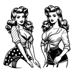 1950s inspired pin-up girl in stylish pose