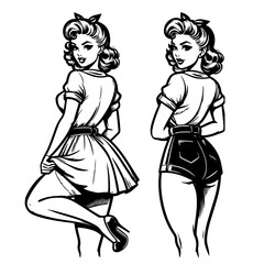 1950s inspired pin-up girl in stylish pose
