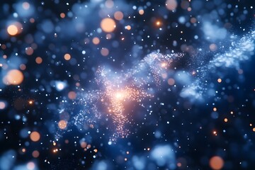 lurry, multi-colored smoke and bokeh are beautifully rendered against a dark blue background.