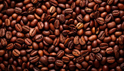 Obraz premium Fondo de granos de café negro tostados sobre una mesa