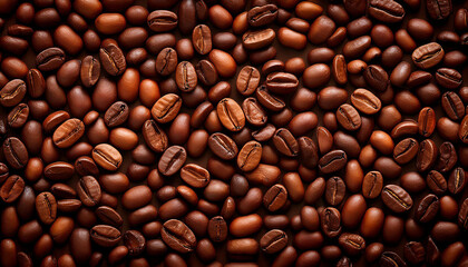 Naklejka premium Fondo de granos de café negro tostados sobre una mesa
