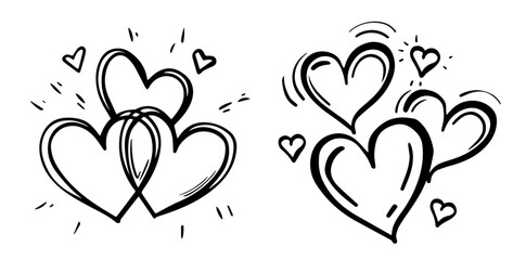 sketch-style heart illustrations for romantic themes