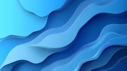 Fototapeta premium Abstract Blue Wave Papercut Layers Design