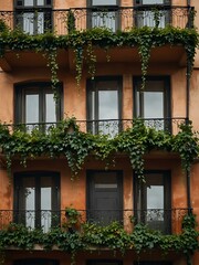 Elegant ivy-draped balcony.