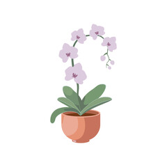 Beautiful A flower Tree Pot With Flower Vector Illustration