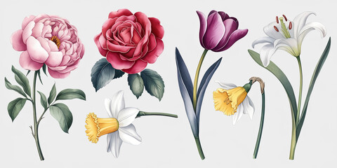 Sophisticated Watercolor Floral Arrangement with Colorful Blooms