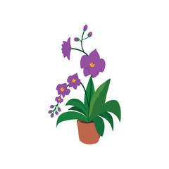 Beautiful A flower Tree Pot With Flower Vector Illustration