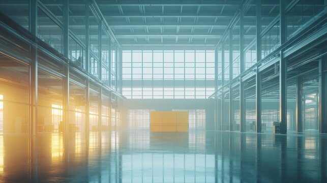Sunlit Industrial Building Interior Space Design