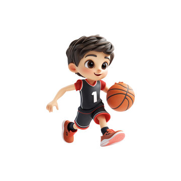 recommend clip art: Cartoon Basketball Player in Action - Sports Activity Fun Artwork - Generated AI
