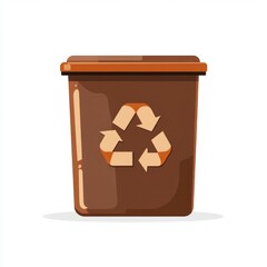 Brown Recycling Bin Illustration