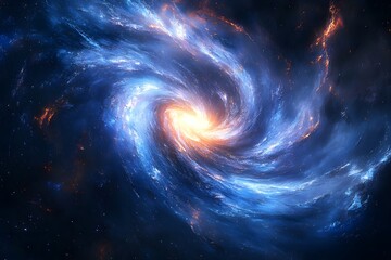 This is a cosmic photo of a galaxy with beautifully swirling, brightly shining stars gathered in a vast, dark universe.