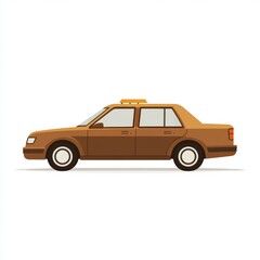 Vintage Brown Taxi Illustration